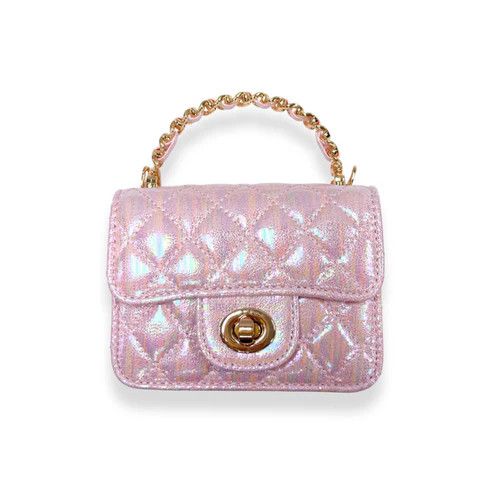 Shiny Quilted Purse, Pink