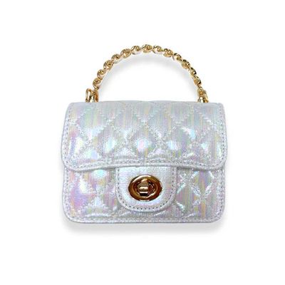 Shiny Quilted Purse, Ivory