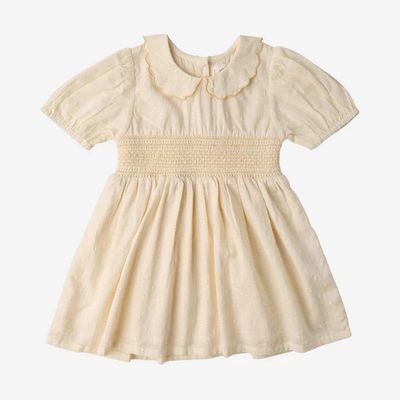 Organic Smocked Dress, Butter Yellow