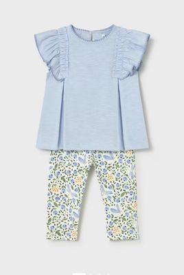 Floral Legging Set, Sky  