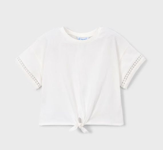 SS Girls Tshirt with TieUp, Natural