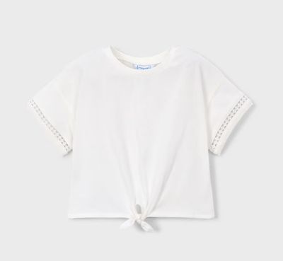 SS Girls Tshirt with TieUp, Natural