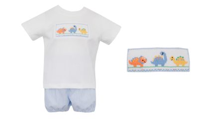 Dino Short Set, Blue Stripe Bloomer