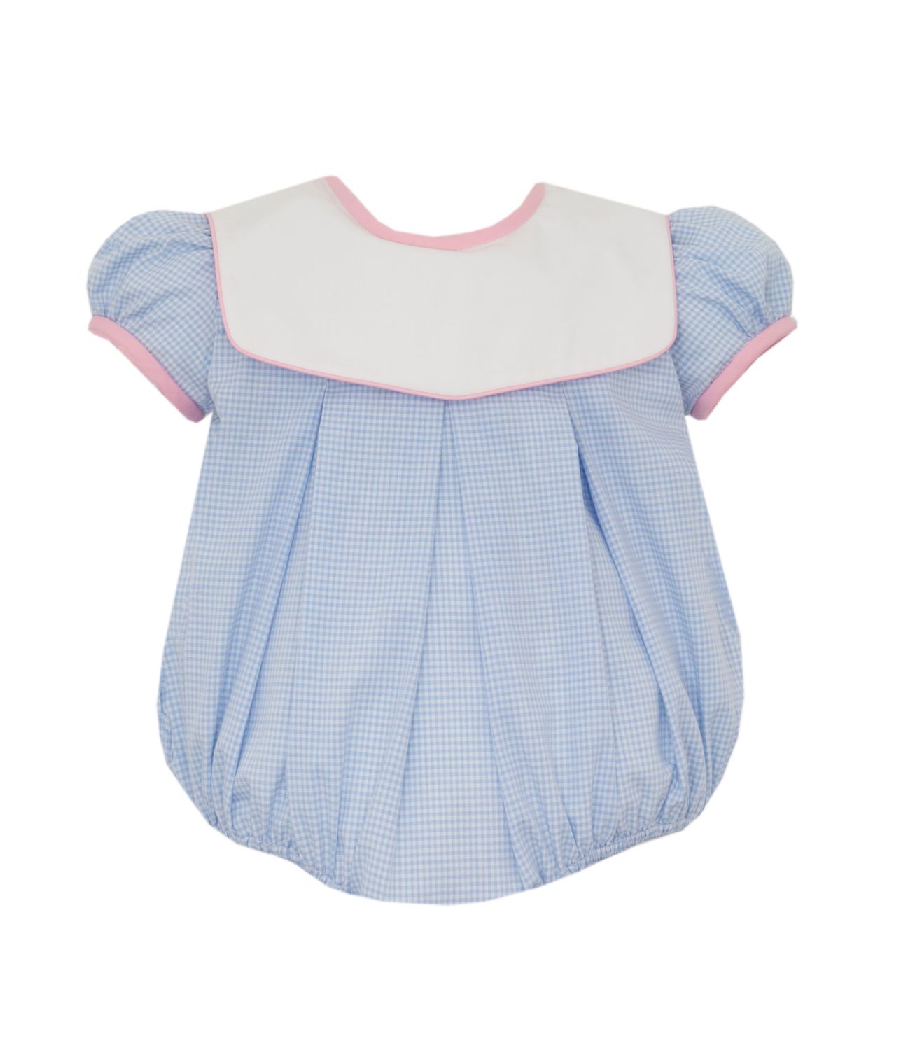Lt Blue Gingham Bubble, Pink Trim