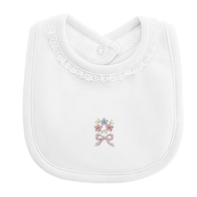 Sweet Bows Bib with Lace, White