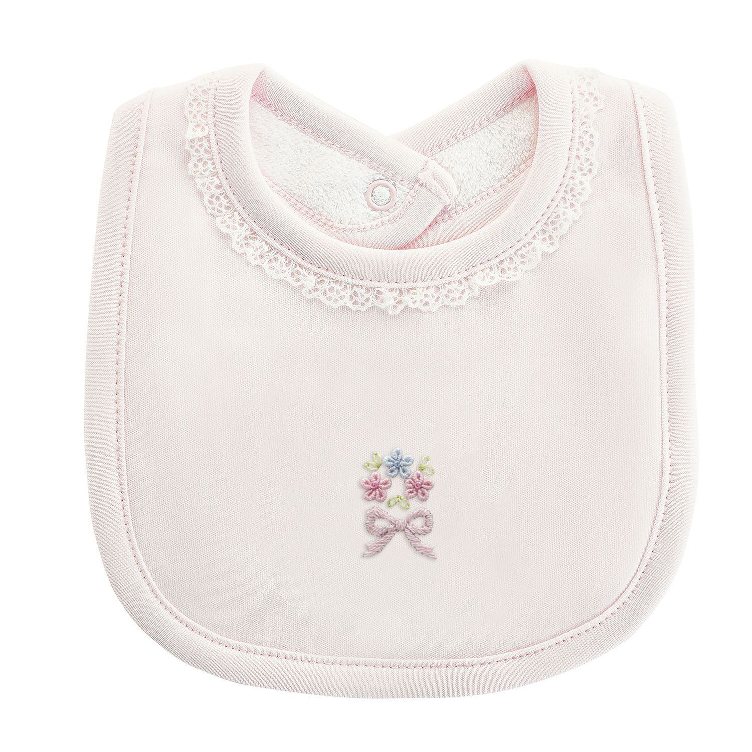 Sweet Bows Bib with Lace, Pink