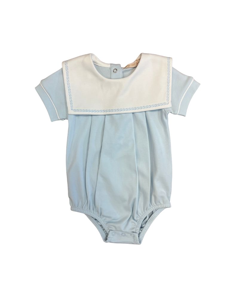 Light Blue Bib Bubble with Embroidery, Boy