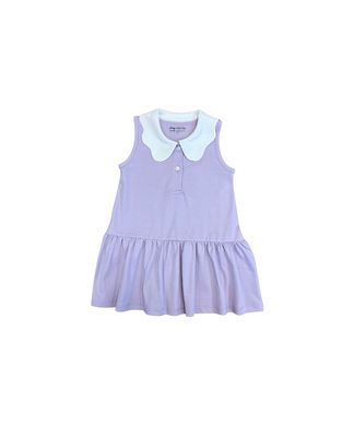 Lavender Solid Dress with Scallop Collar