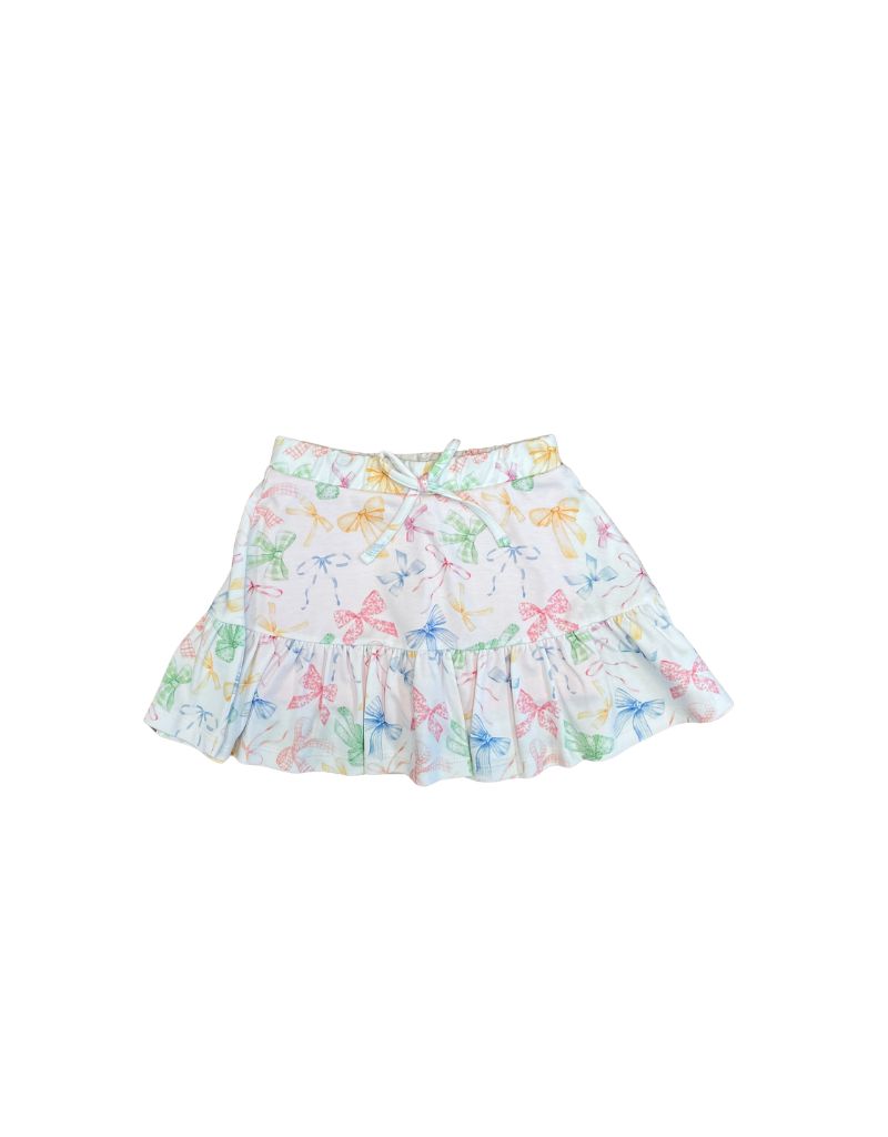 Confetti Bows Printed Ruffled Skirt