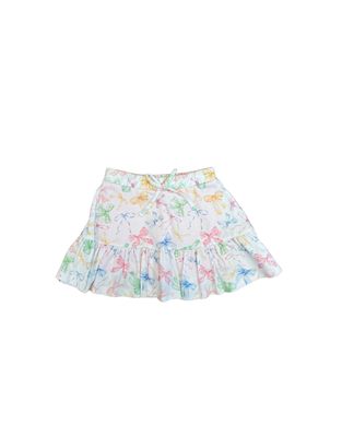 Confetti Bows Printed Ruffled Skirt