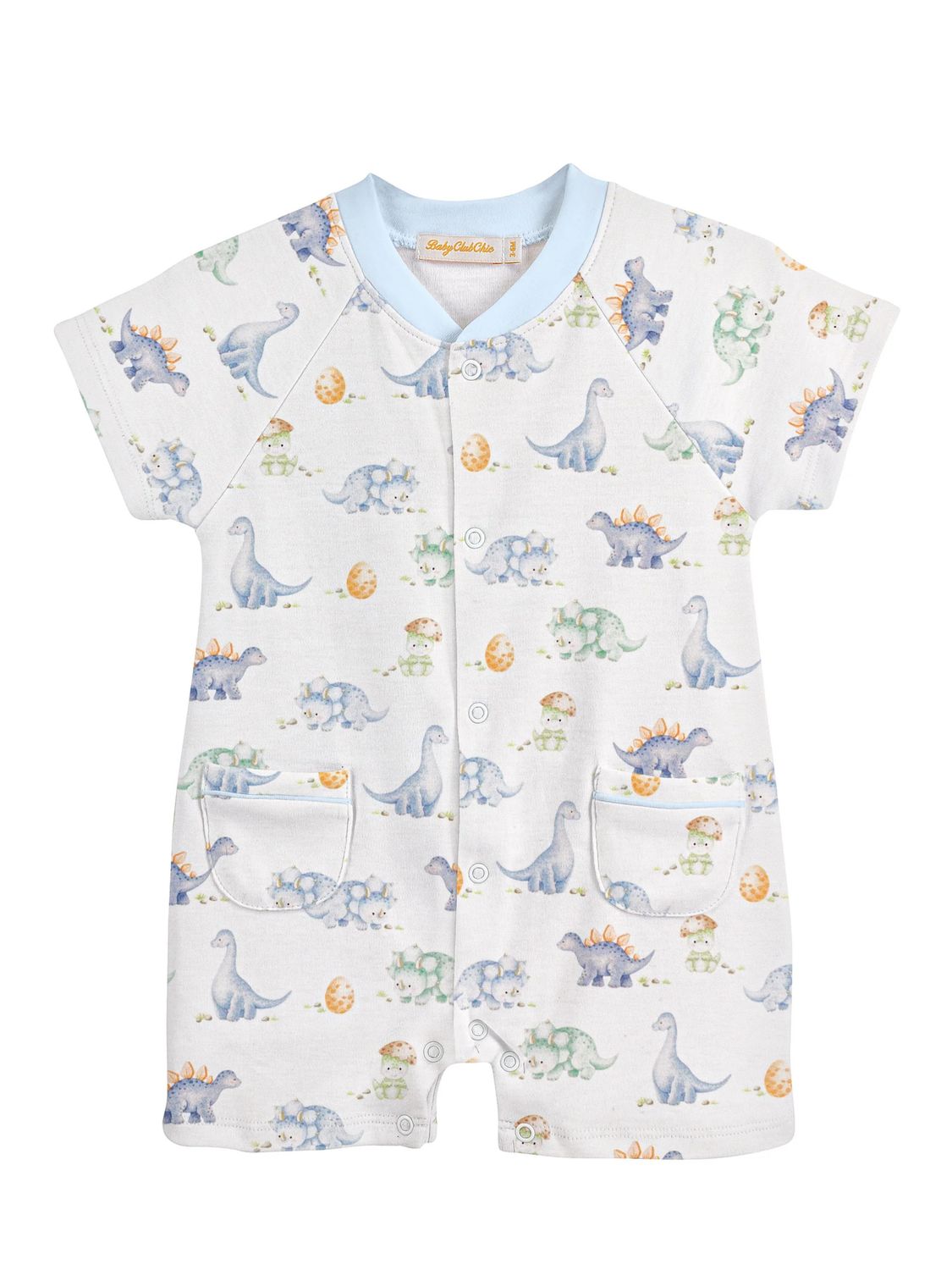 Pastel Dino Romper with Pockets