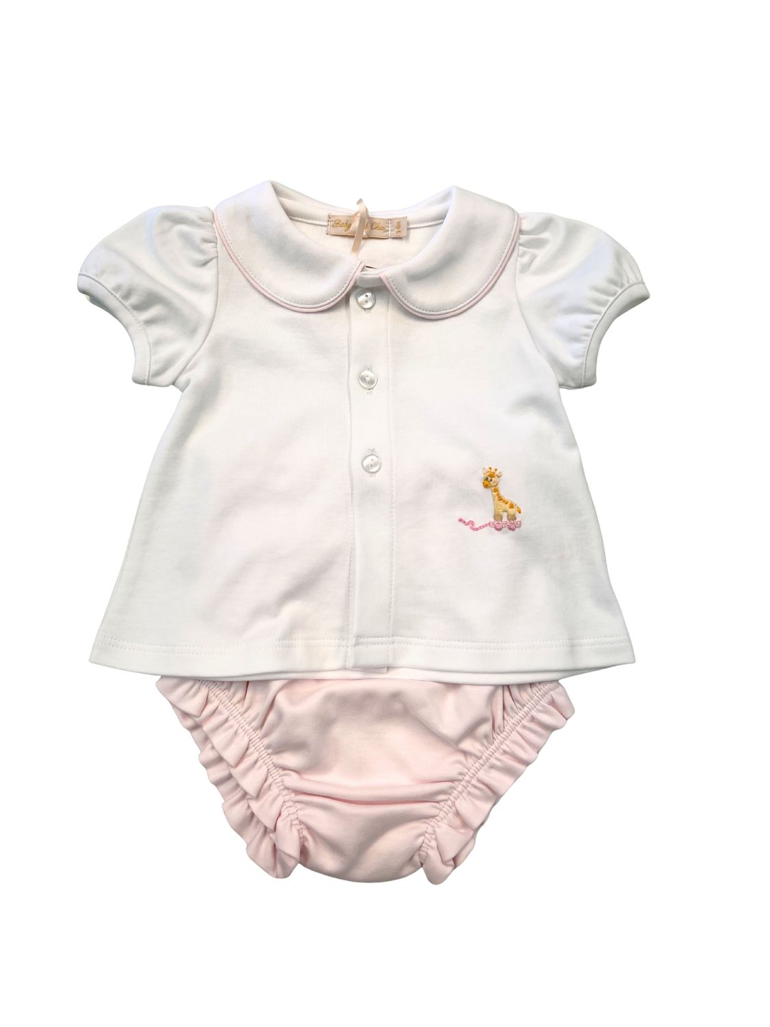 Tiny Giraffe Diaper Cover Set, Pink