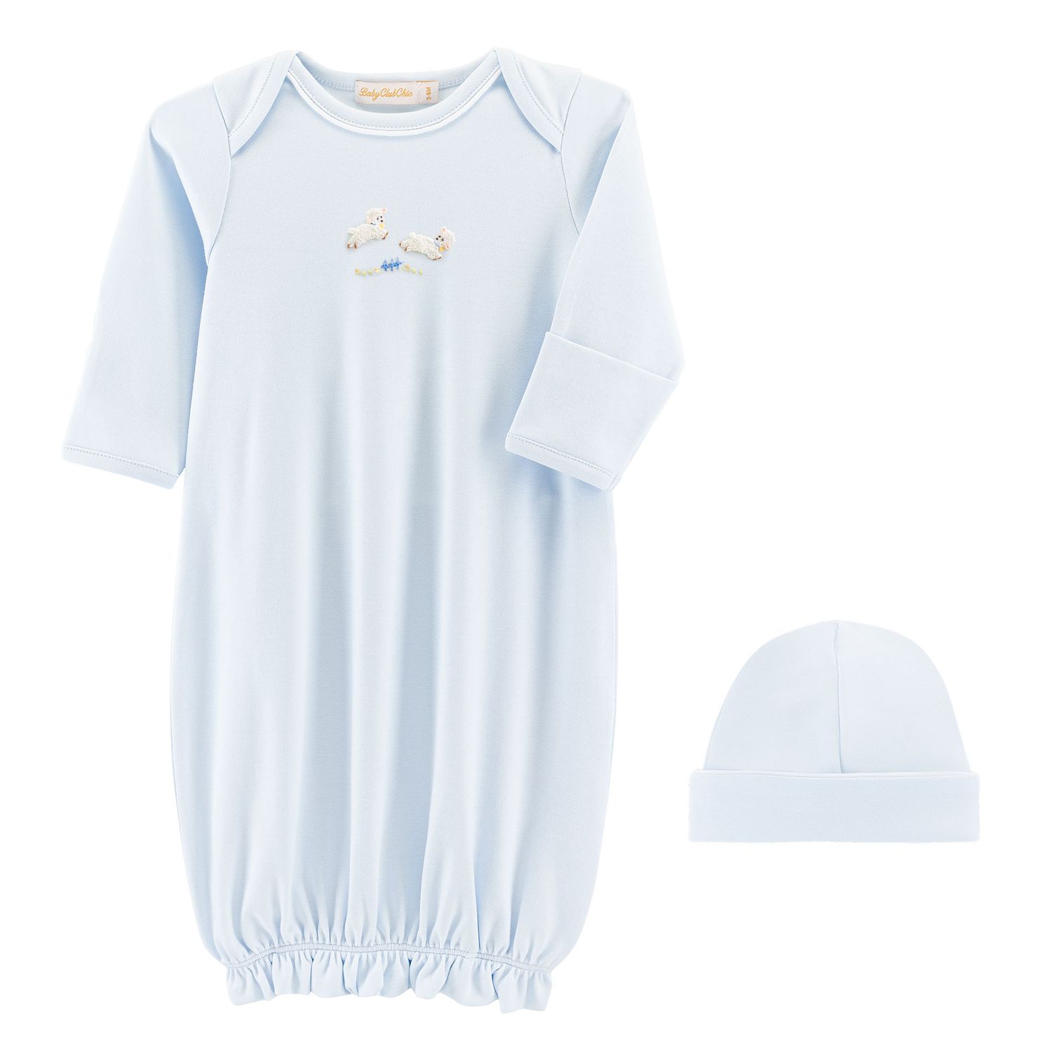 Baby Lambs Blue Gown and Hat Set