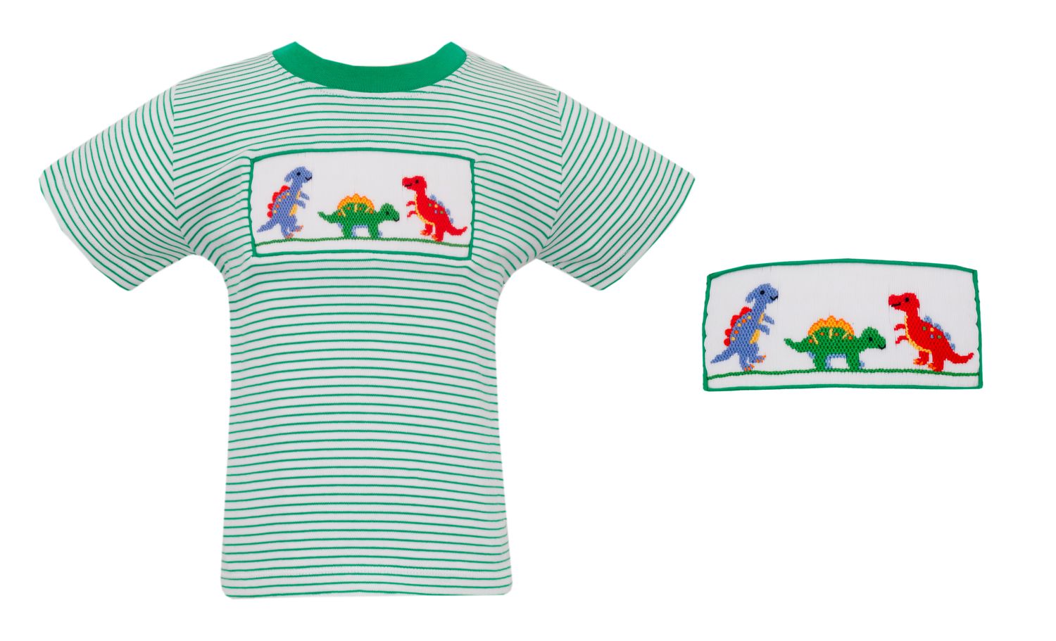 Green Stripe Dinosaurs Smock Tshirt