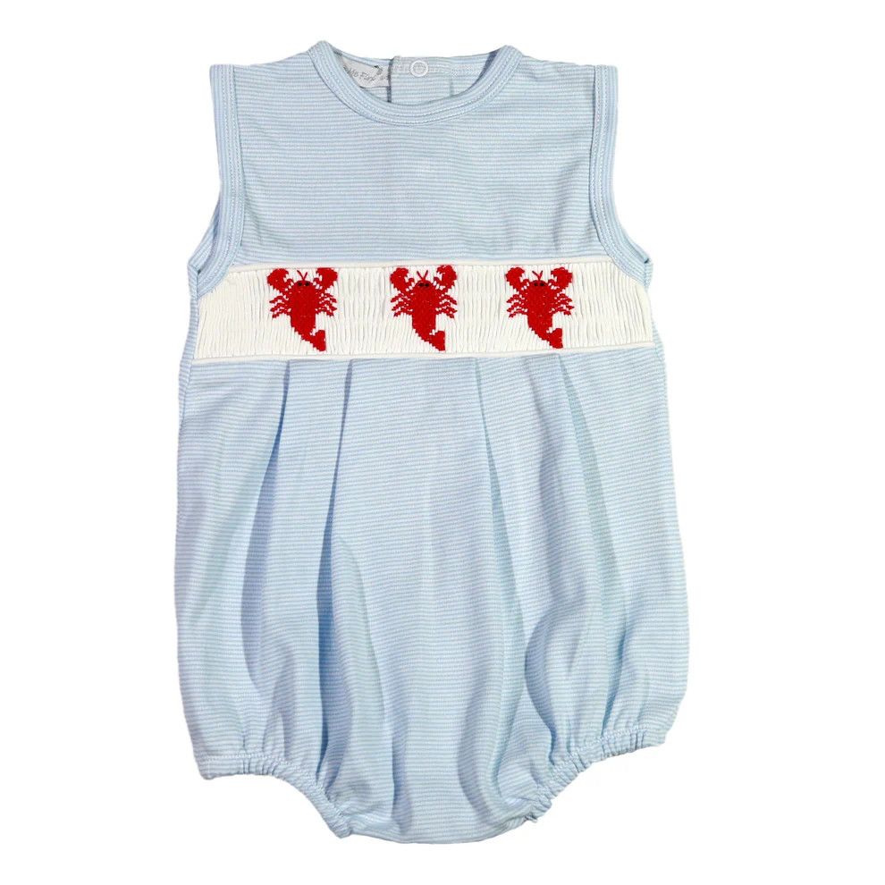 Boy's Crawfish Smocked Pima Bubble