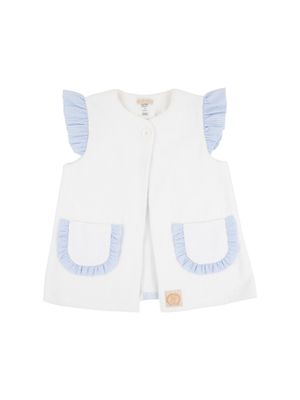 Callie Coverup, White Terrycloth w/ Breakers Blue Seersucker