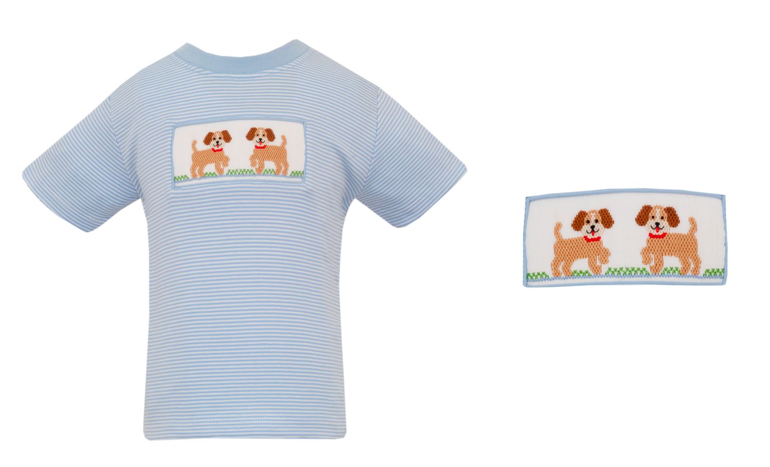 Blue Stripe Puppy Smock Tshirt