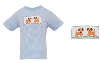 Blue Stripe Puppy Smock Tshirt