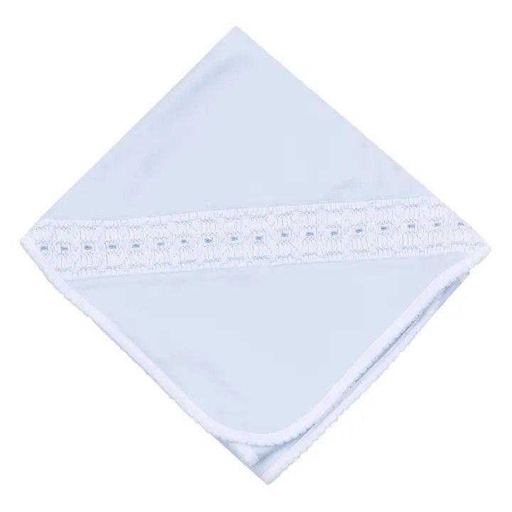 Landry Smocked Receiving Blanket, Light Blue NB