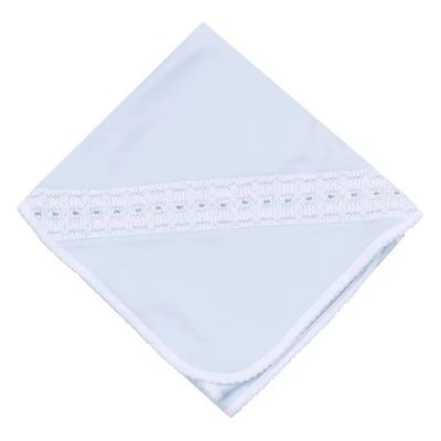 Landry Smocked Receiving Blanket, Light Blue NB