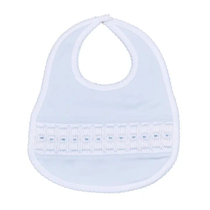 Landry Smocked Bib, Light Blue NB
