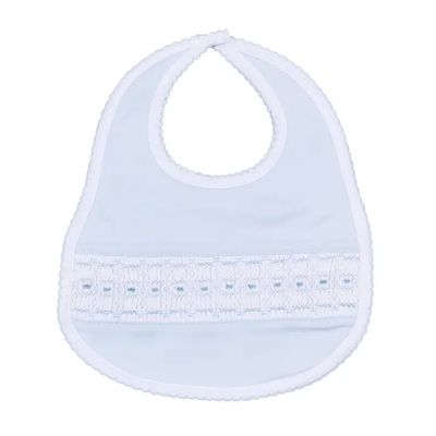 Landry Smocked Bib, Light Blue NB
