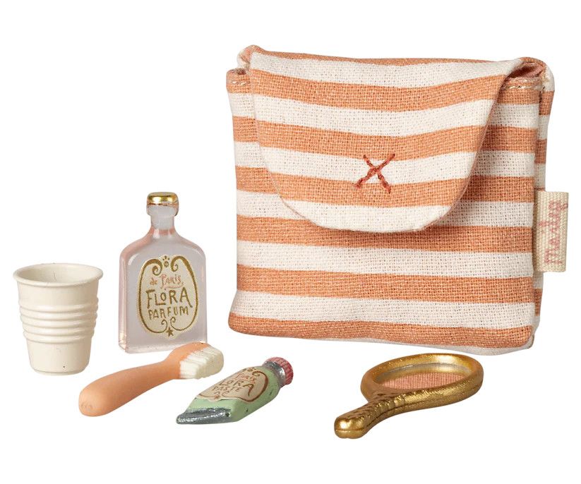 Toothbrush Set in Bag, Coral Stripe
