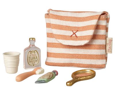 Toothbrush Set in Bag, Coral Stripe