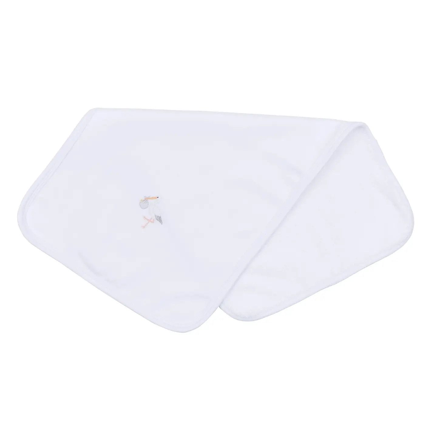 Vintage Stork Burp Cloth, White