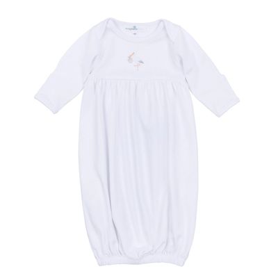 Vintage Stork Gathered Gown, White NB