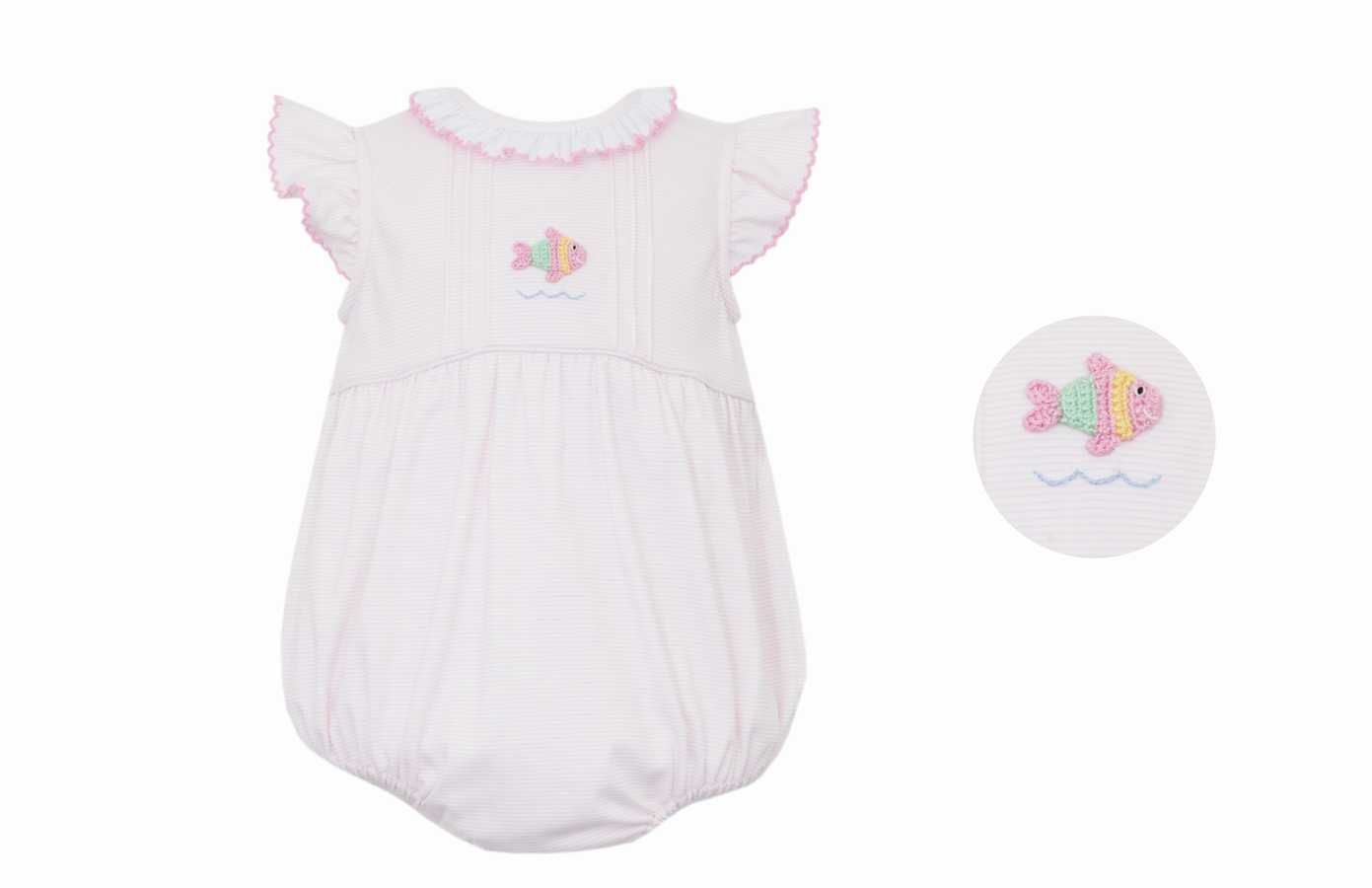 Pink Stripe Fish Knit Bubble