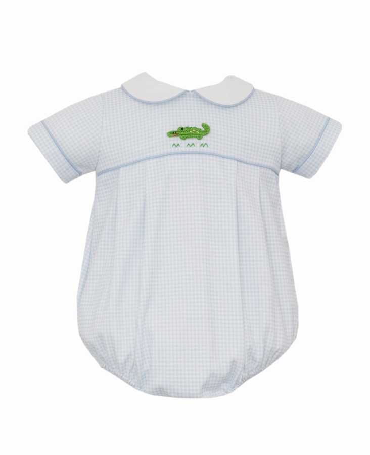 Blue Gingham Alligator Knit Bubble