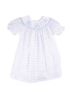 Big Sister Dress , Blue Swiss Dot