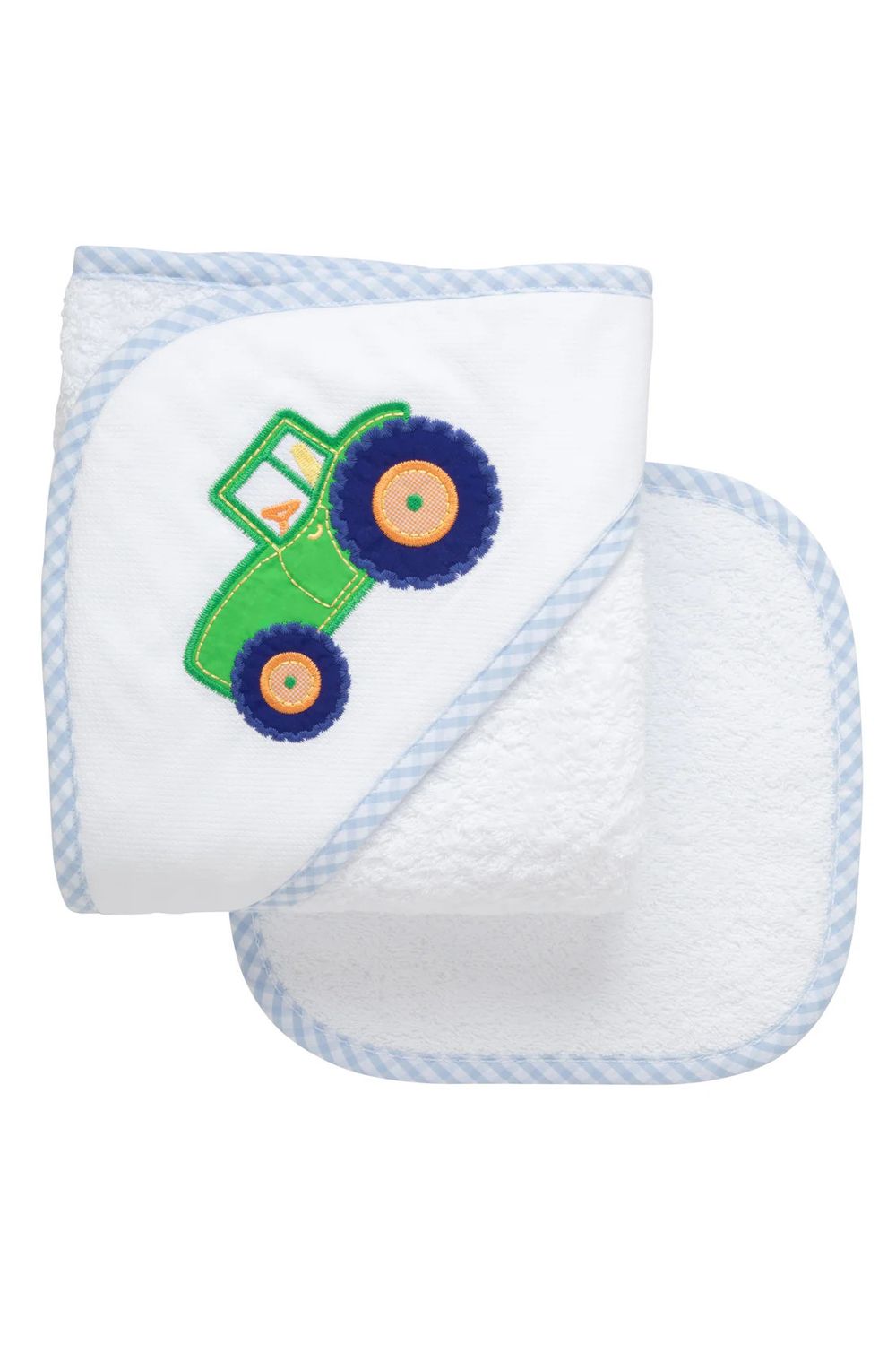 Hooded Towel and Washcloth Set, Tractor