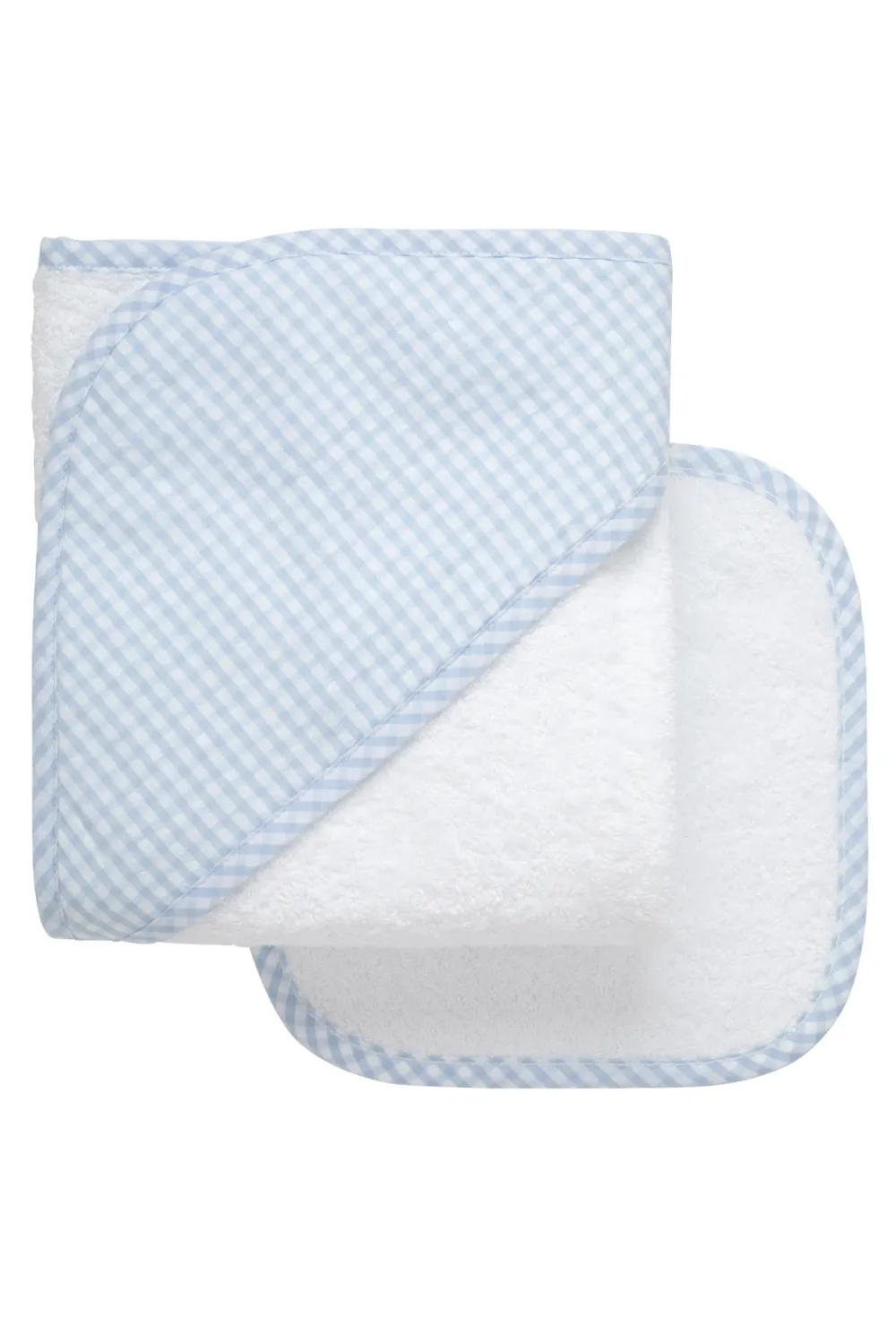 Hooded Towel and Washcloth Set, Blue Big Check