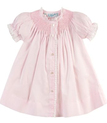 Girls Honeycomb Smocked Yoke Daygown Pink NB