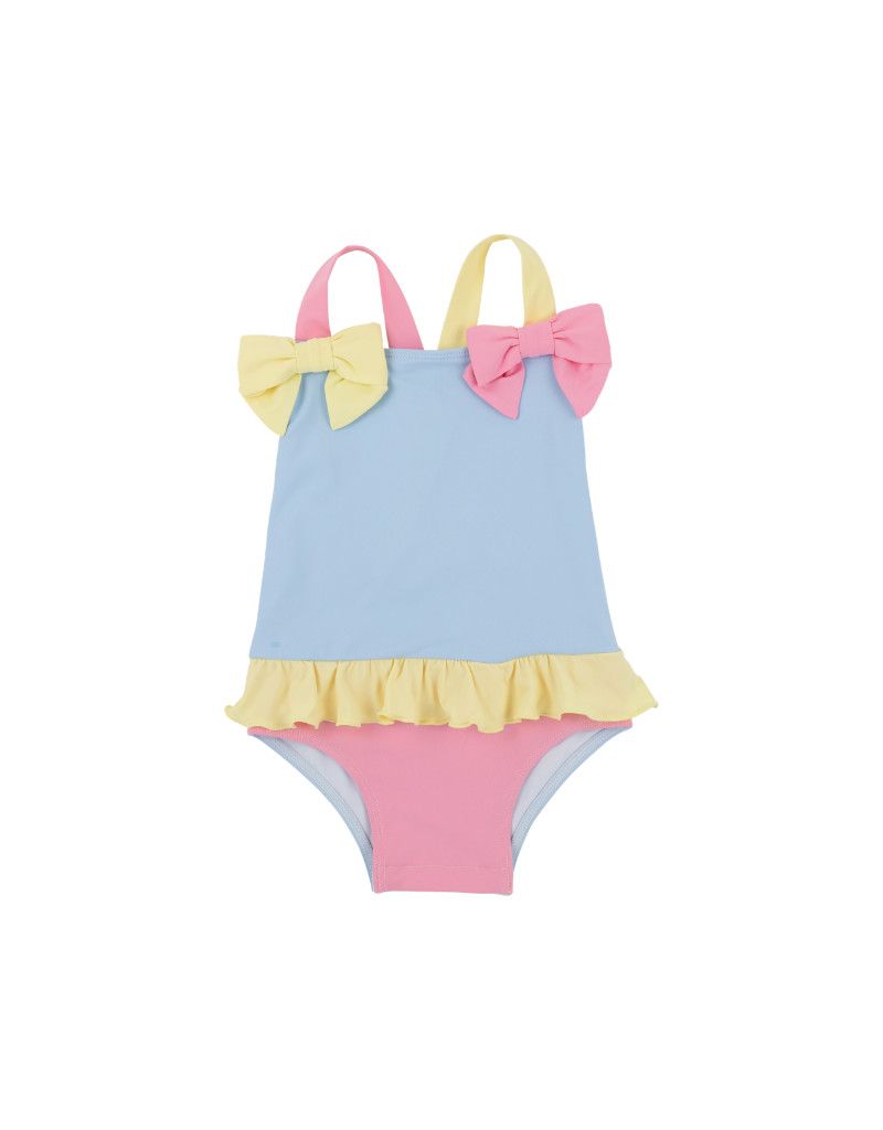 Taylor Bay Bathing Suit, Blue, Hot Pink, Yellow