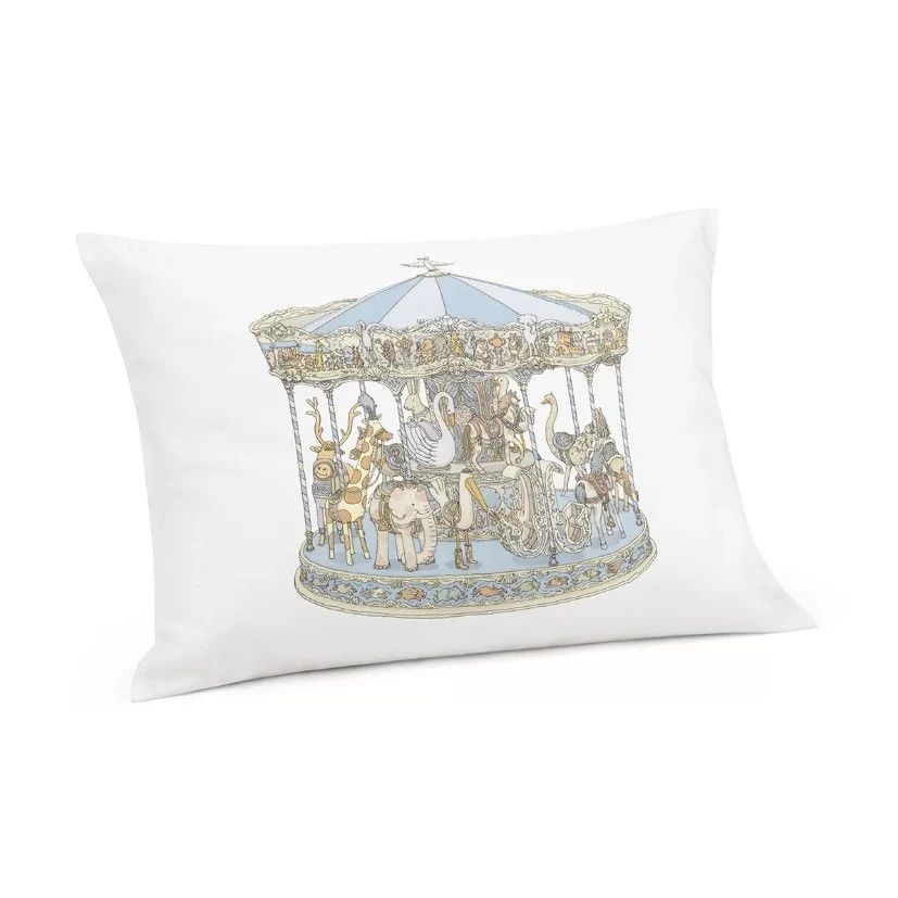 Satin Cushion- Blue Carousel