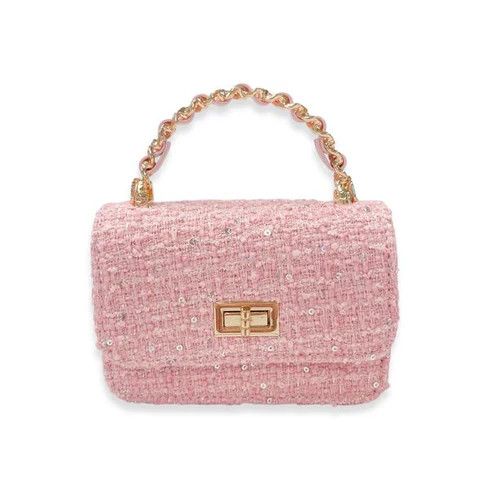 Tweed &amp; Sequins Purse, Pink