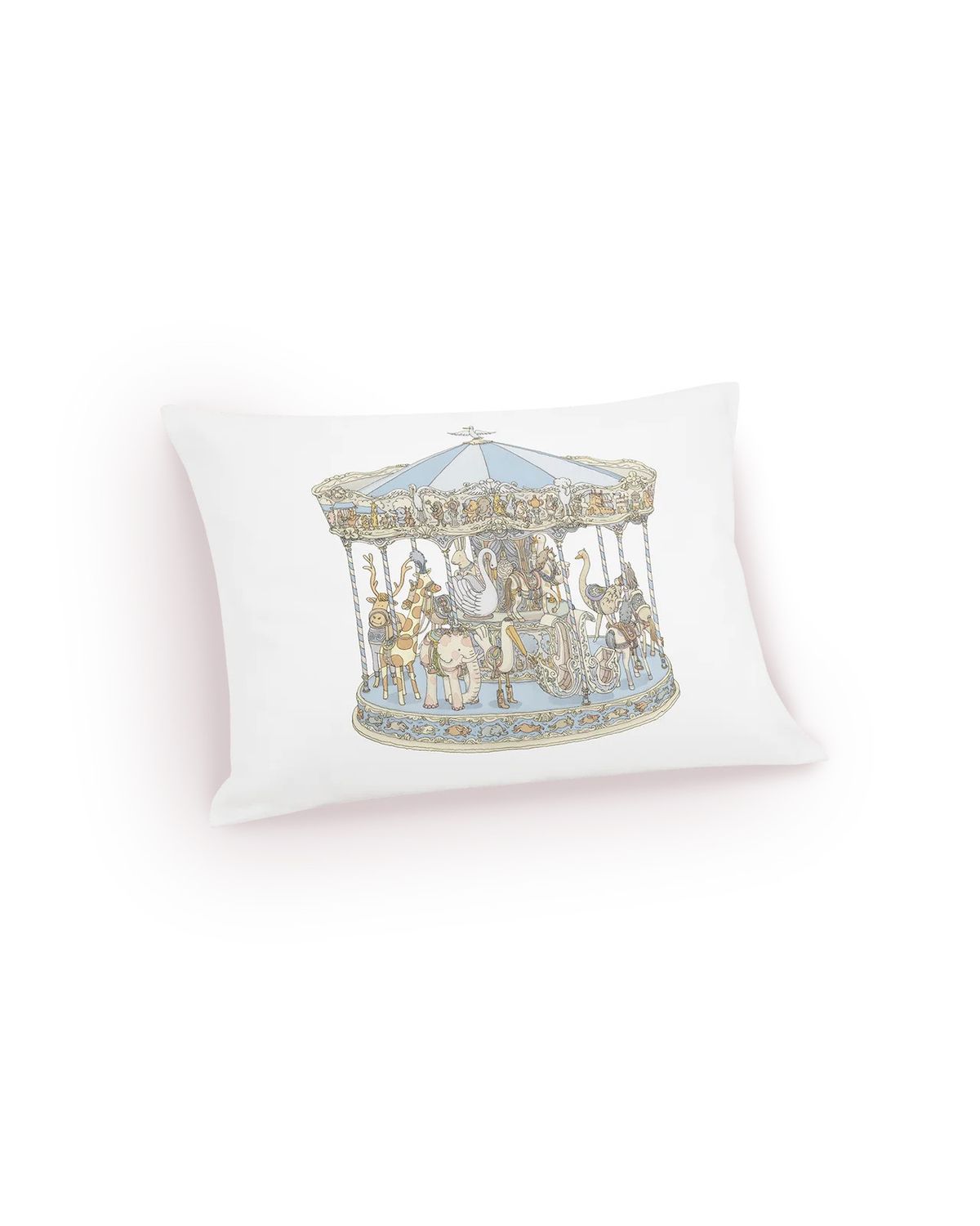 Satin Cushion- Blue Carousel