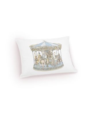 Satin Cushion- Blue Carousel