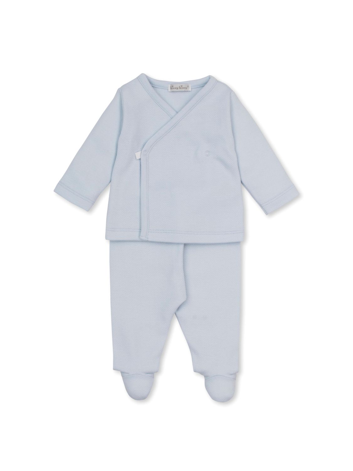 Jacquard Footed Pant Set, Light Blue