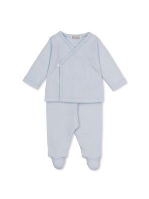Jacquard Footed Pant Set, Light Blue