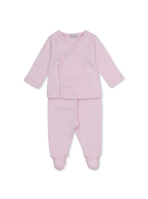 Jacquard Footed Pant Set, Pink