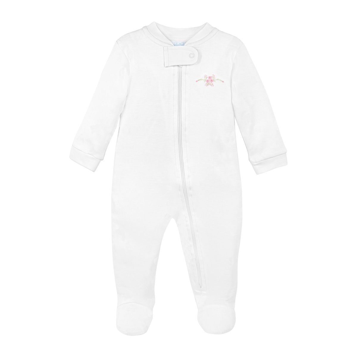 Little Bloomings Emb Footie, White