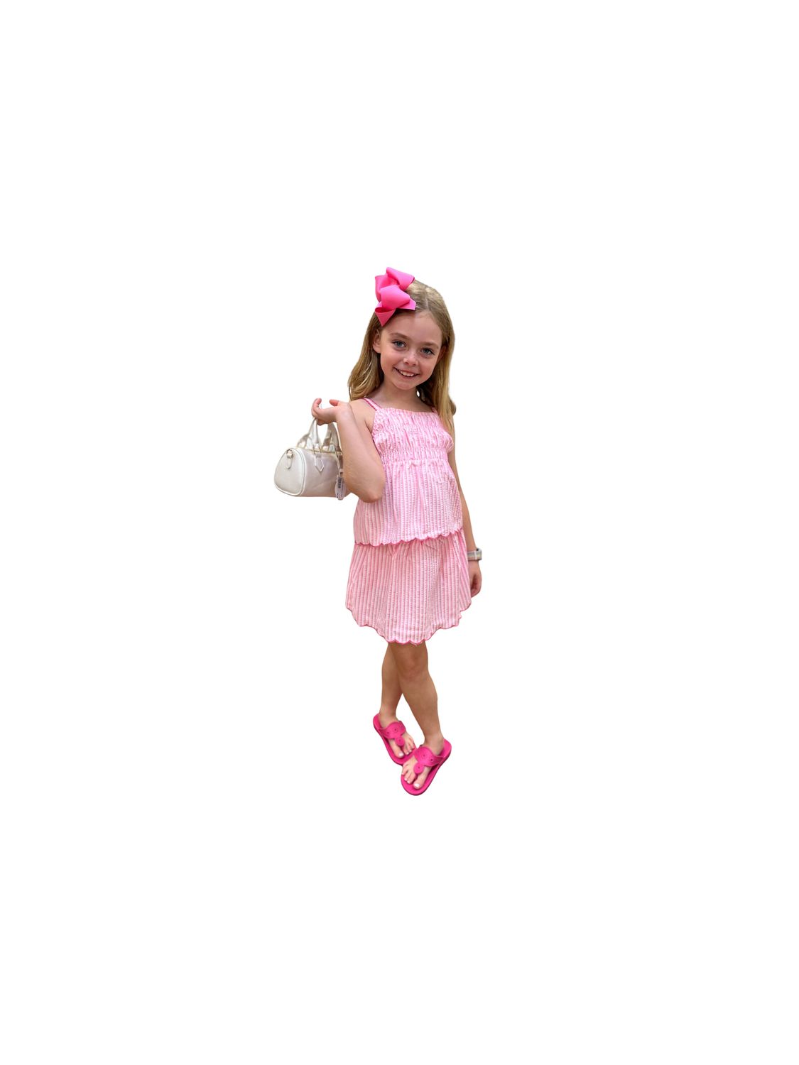 Pink Combo Stripe Tank and Skirt Set