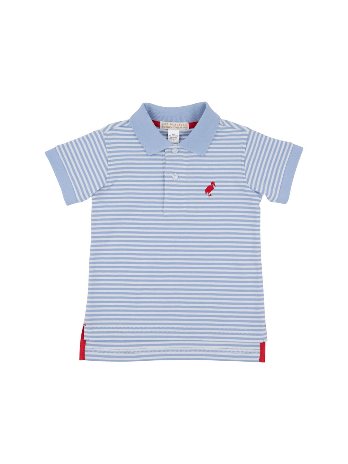 Prim and Proper Polo SS - Beale Street Blue Stripe/ Richmond Red