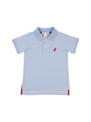Prim and Proper Polo SS - Beale Street Blue Stripe/ Richmond Red