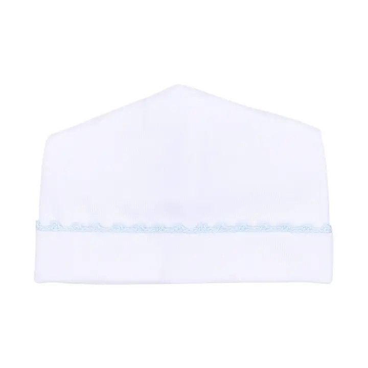 Baby Joy Hat with Blue Crochet Trim  