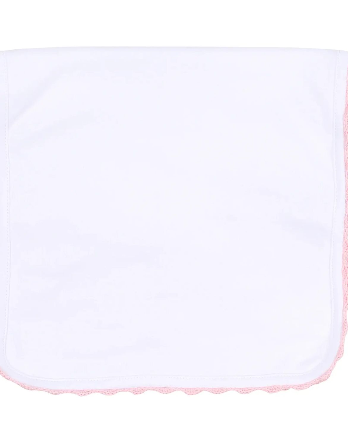 Baby Joy Burp Cloth with Pink Crochet Trim